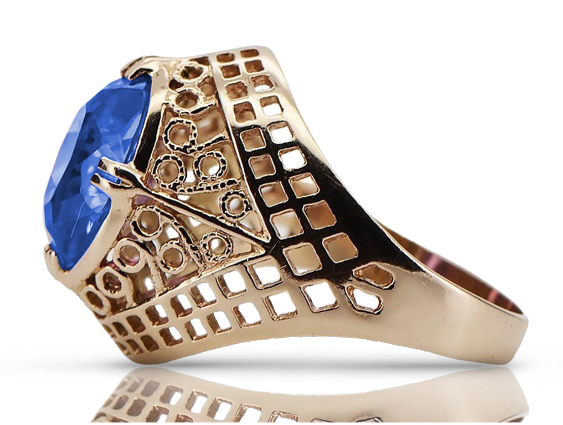 Vintage Sapphire Ring in 14K Rose Gold (vrc030r-sp) — side view showing the setting