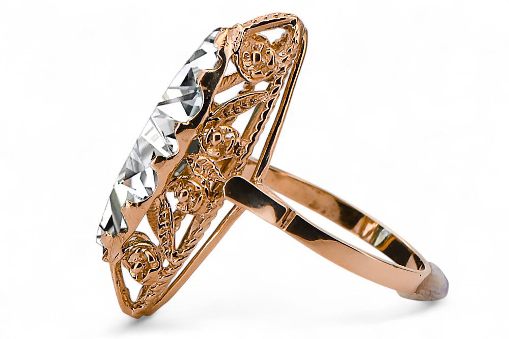 Vintage Zircon Ring in 14K Rose Gold (vrc005r-zi) — close-up of the stone and setting