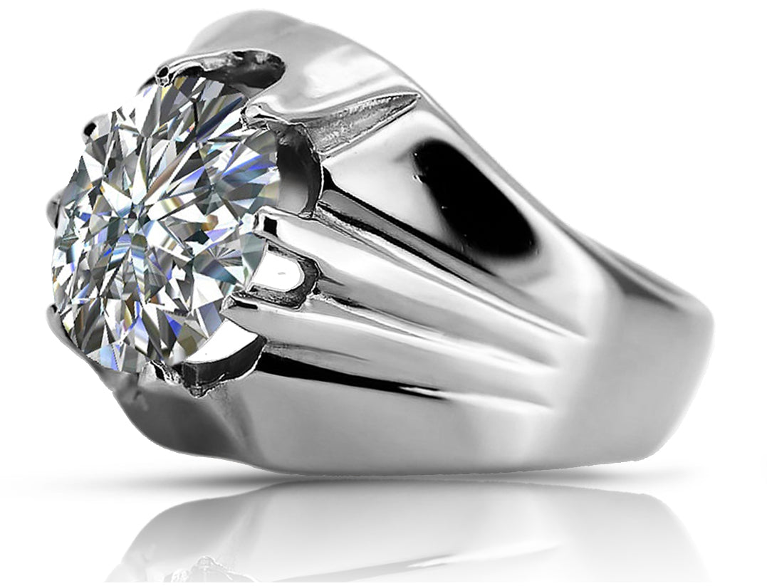 Vintage Zircon Ring in Sterling Silver (vrc016s-zi) — side view showing the setting