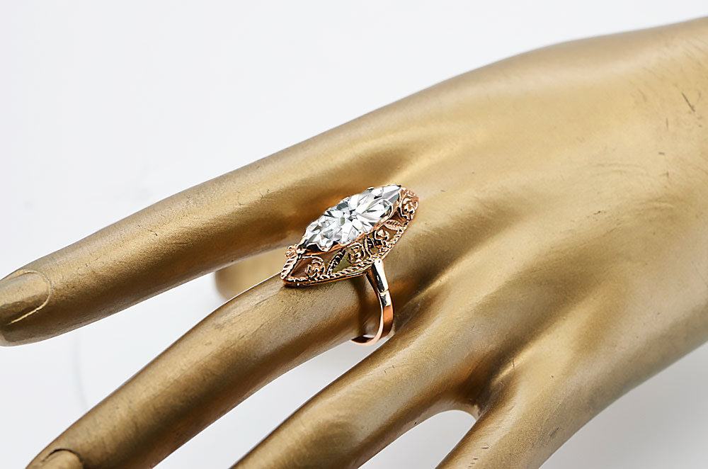 Vintage Zircon Ring in 14K Rose Gold (vrc005r-zi) — full view of the piece