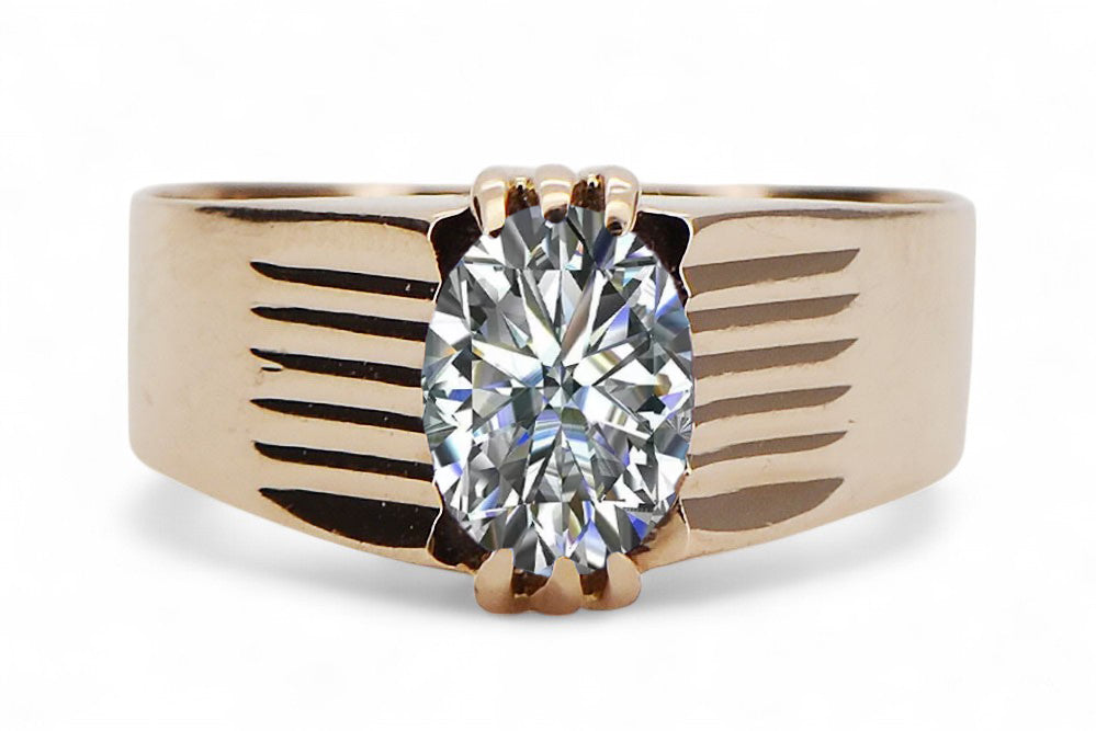 Vintage Zircon Craft Ring in 14K Rose Gold (vrc007r-zi) — close-up of the hallmark on the inner band