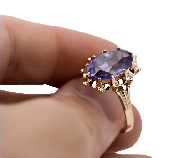 Vintage Alexandrite Ring in 14K Rose Gold (vrc079r-ax) — view 6