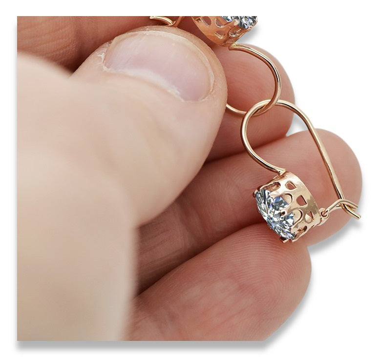 Vintage Zircon Earrings in 14K Rose Gold (vec196r-zi) — close-up of the hallmark on the inner band