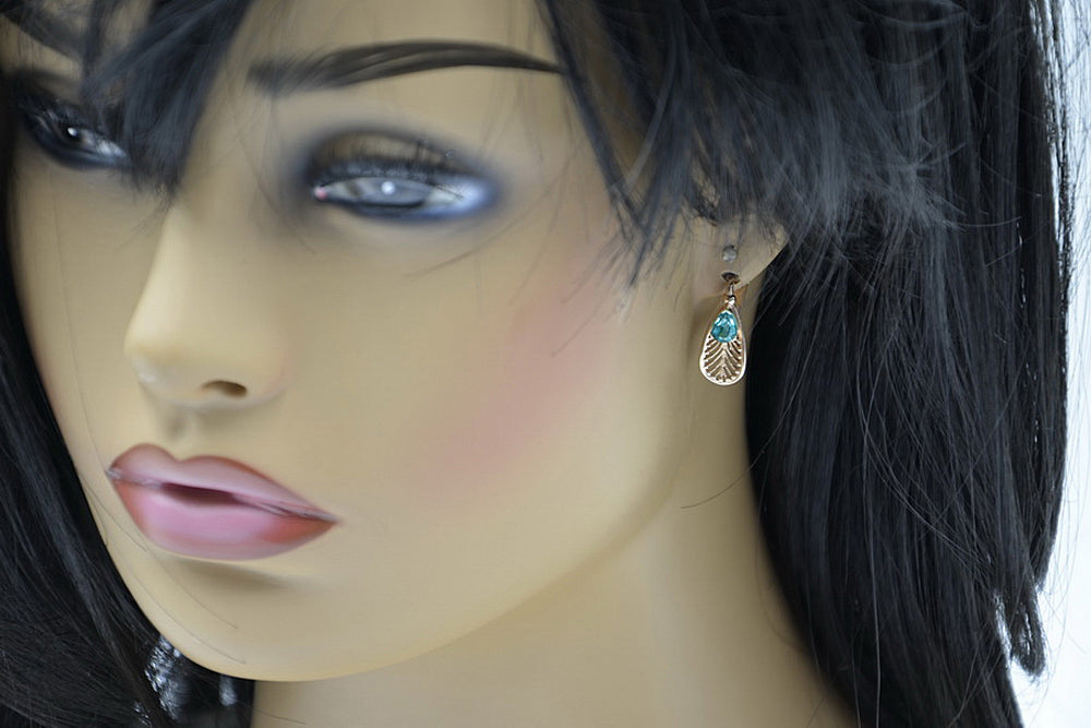 Vintage Aquamarine Earrings in 14K Rose Gold (vec067r-aq) — close-up of the hallmark on the inner band