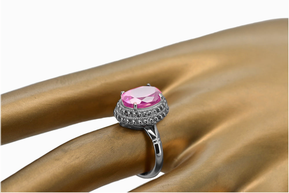 Vintage Amethyst Amethist Ring in Sterling Silver (vrc068s-am)