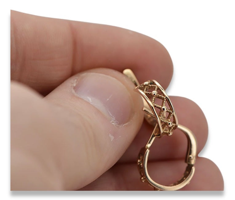 Vintage Hoops Earrings in 14K Rose Gold (ven145) — view 4