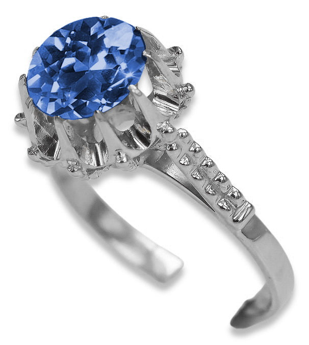 Vintage Sapphire Ring in Sterling Silver (vrc045s-sp) — side view showing the setting