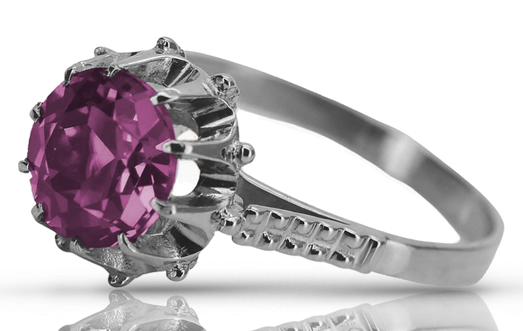 Vintage Amethyst Ring in Sterling Silver (vrc045s-am)
