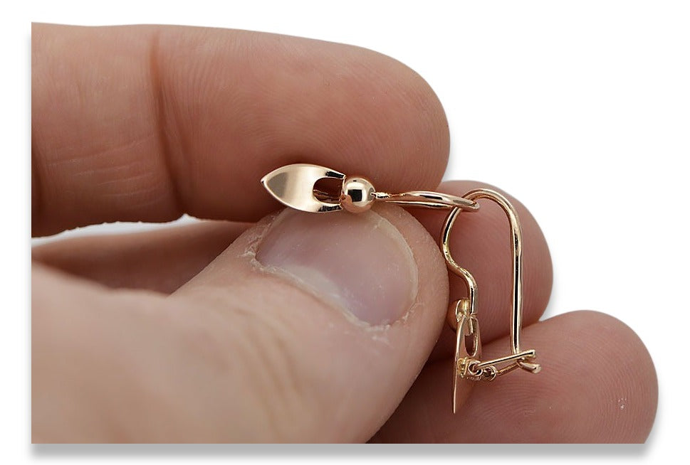 Vintage Leaf Earrings in 14K Rose Gold (ven208) — view 6