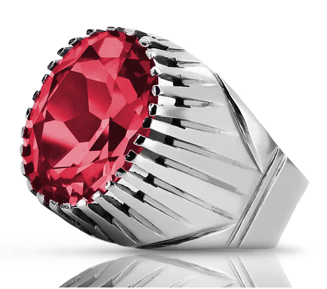Vintage Ruby Ring in Sterling Silver (vrc048s-rb)