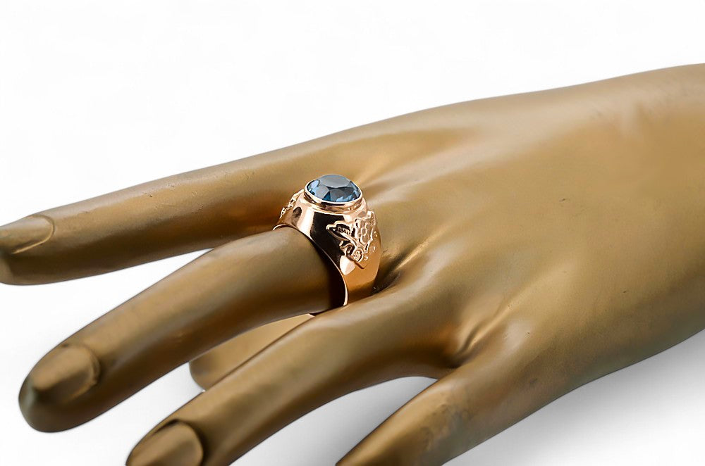 Vintage Aquamarine Craft Ring in 14K Rose Gold (vrc078r-aq) — full view of the piece