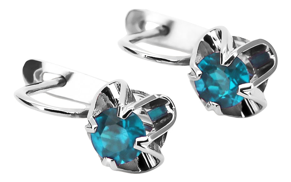 Vintage Aquamarine Earrings in Sterling Silver (vec018s-aq) — close-up of the hallmark on the inner band
