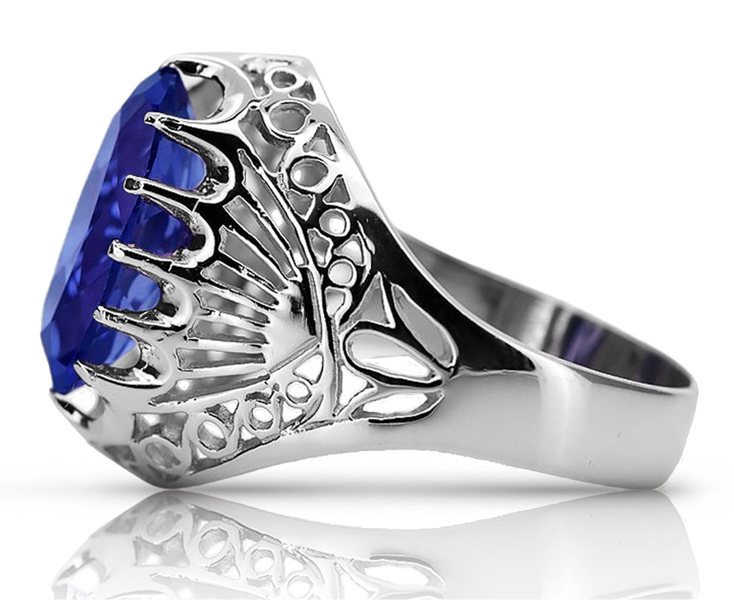 Vintage Sapphire Ring in Sterling Silver (vrc020s-sp) — full view of the piece
