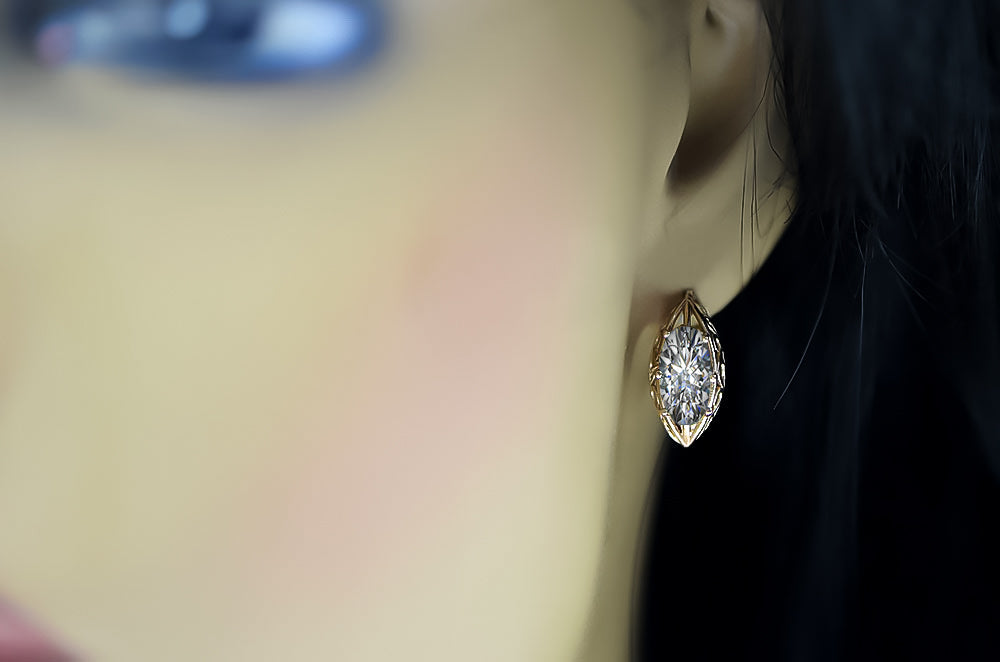 Vintage Zircon Earrings in 14K Rose Gold (vec141r-zi) — close-up of the hallmark on the inner band