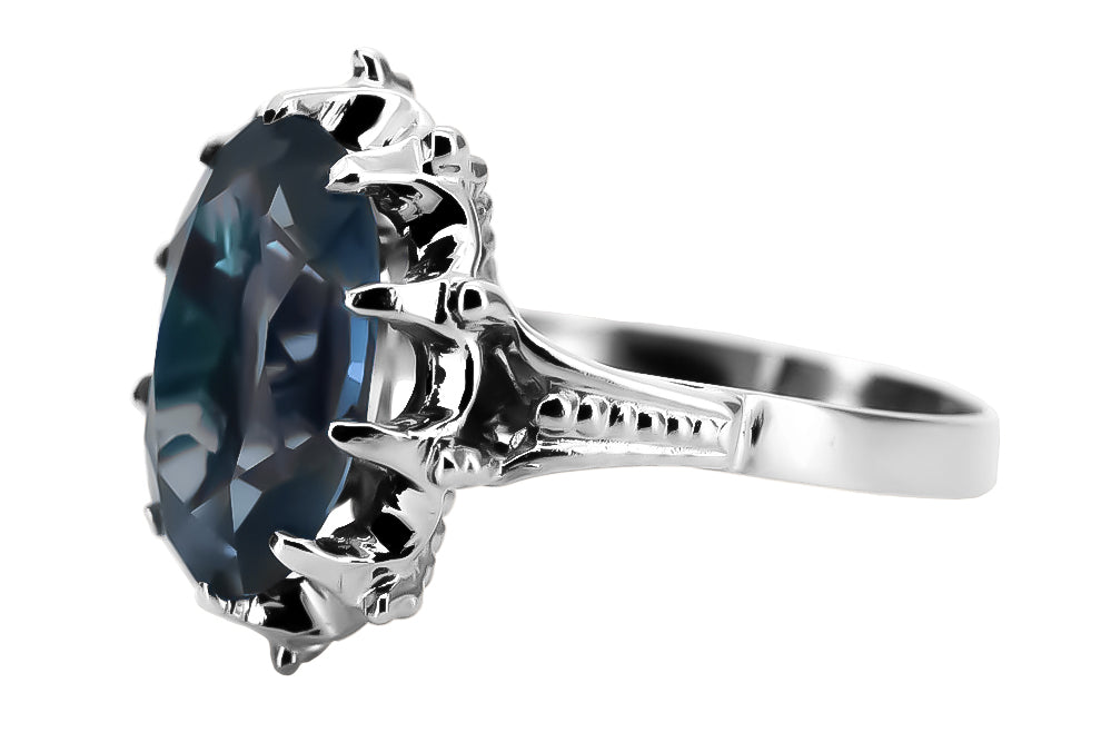 Vintage Aquamarine Ring in Sterling Silver (vrc079s-aq) — full view of the piece