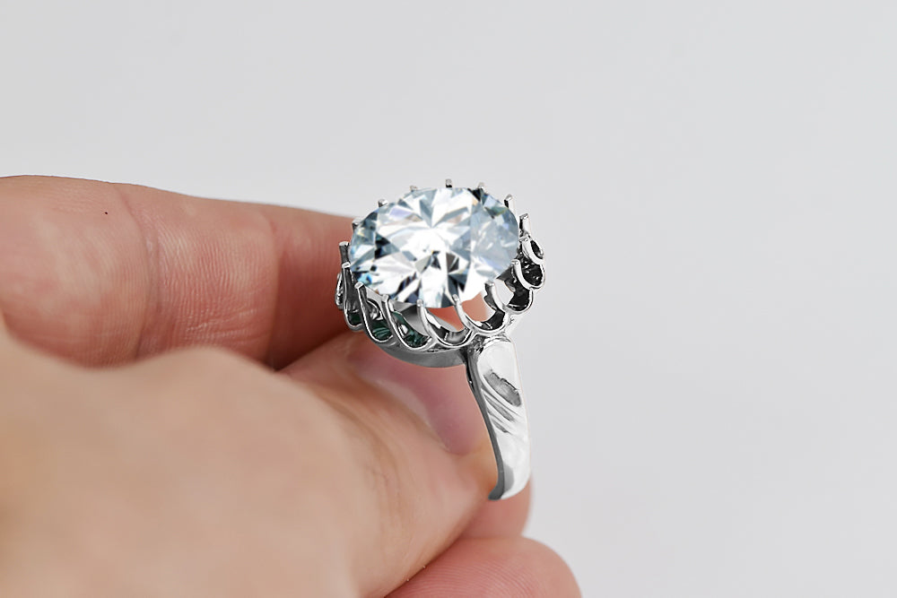 Vintage Zircon Ring in Sterling Silver (vrc035s-zi) — full view of the piece