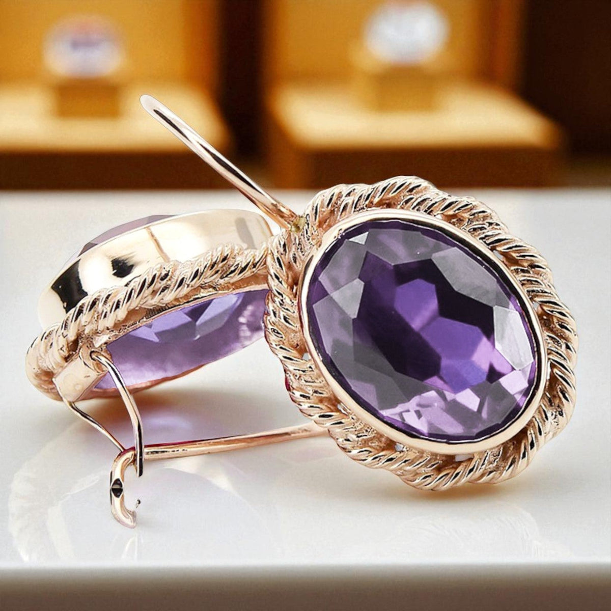 Vintage Alexandrite Earrings in 14K Rose Gold (vec007r-ax)
