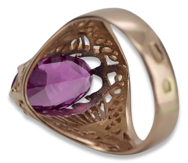 Vintage Amethyst Ring in 14K Rose Gold (vrc020r-am) — side view showing the setting