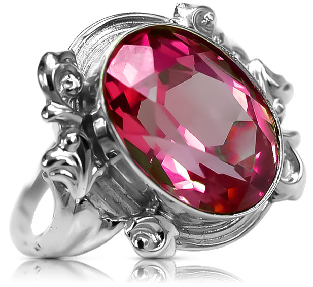 Vintage Ruby Oval Ring in Sterling Silver (vrc100s-rb) — close-up of the hallmark on the inner band