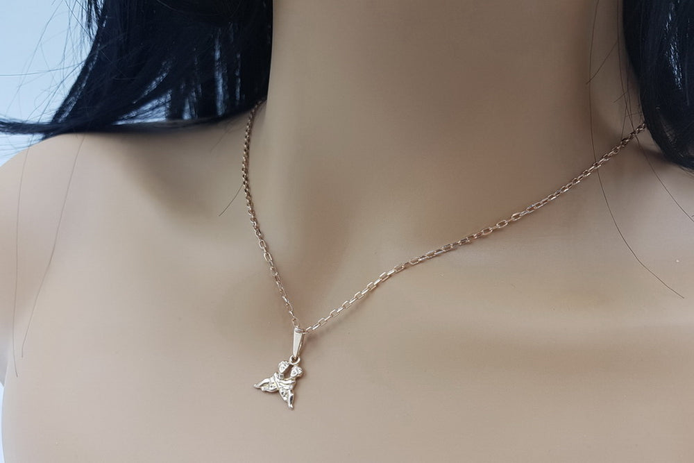 Vintage Aries Gemini Vzp Pendant in 14K Rose Gold (nn8r0d) — side view showing the setting