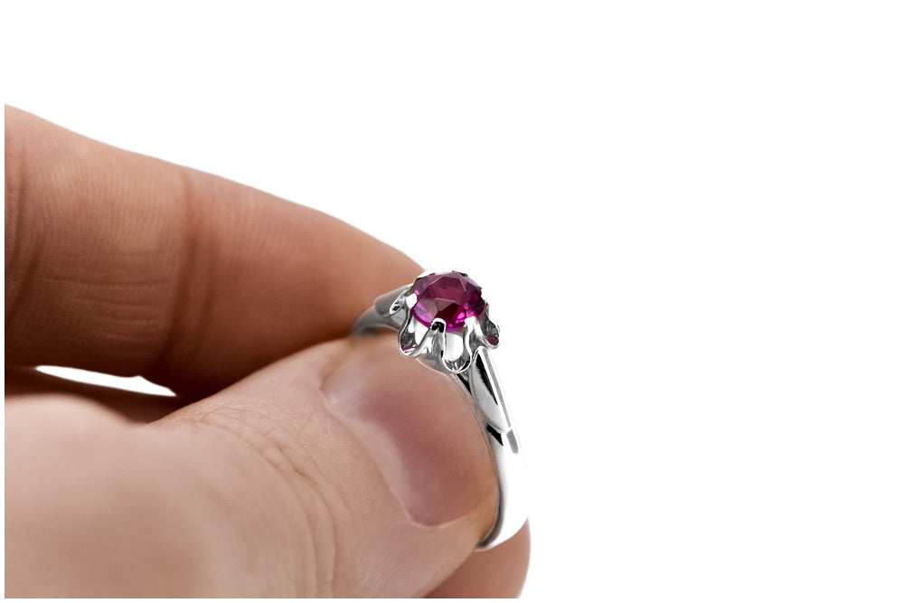 Vintage Ruby Ring in Sterling Silver (vrc094s-rb) — close-up of the hallmark on the inner band