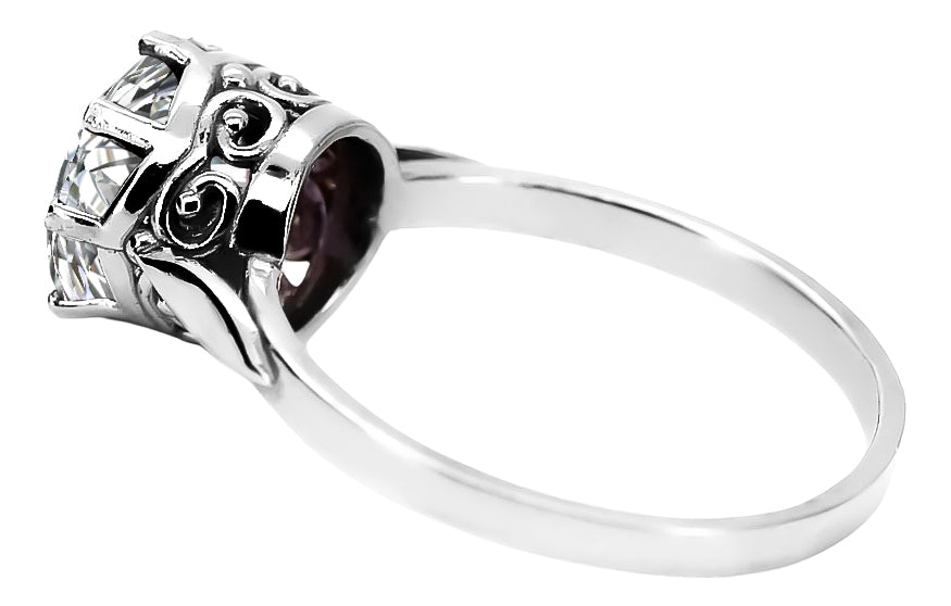 Vintage Zircon Ring in Sterling Silver (vrc366s-zi) — side view showing the setting