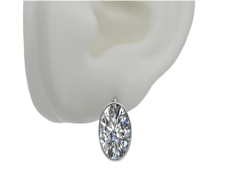 Vintage Zircon Earrings in Sterling Silver (vec001s-zi) — side view showing the setting