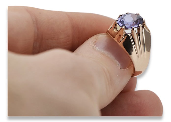 Vintage Alexandrite Ring in 14K Rose Gold (vrc016r-ax) — close-up of the hallmark on the inner band