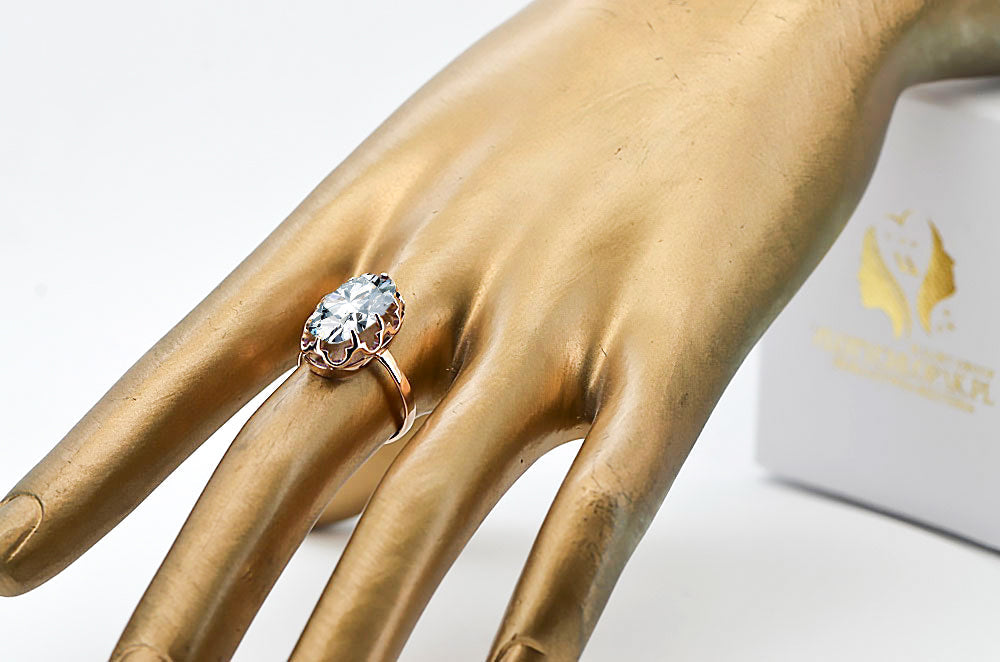 Vintage Zircon Craft Ring in 14K Rose Gold (vrc253r-zi) — full view of the piece