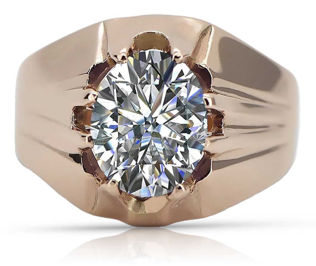 Vintage Zircon Cubic Ring in 14K Rose Gold (vrc016r-zi) — side view showing the setting