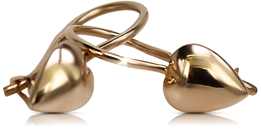 Vintage Heart Earrings in 14K Rose Gold (ven066) — view 6