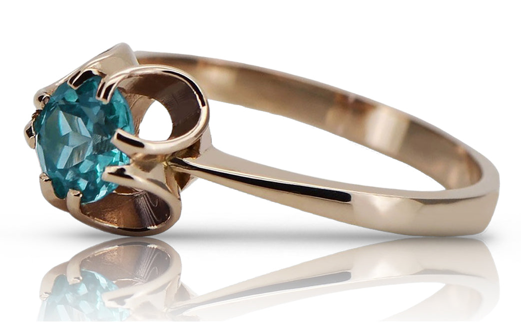 Vintage Aquamarine Ring in 14K Rose Gold (vrc348r-aq) — side view showing the setting