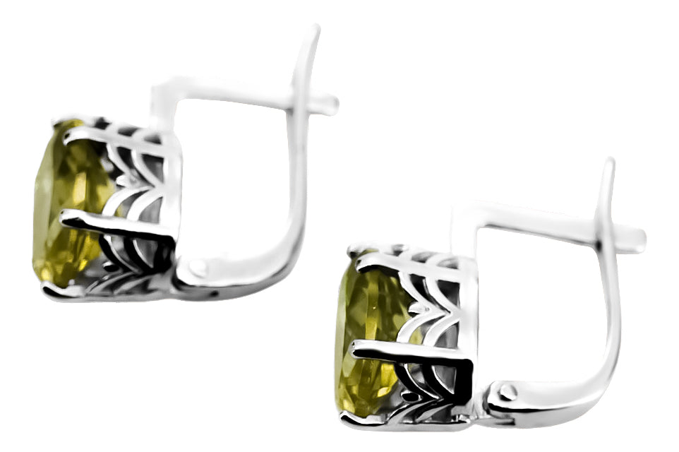 Vintage Yellow Peridot Ring Earrings in Sterling Silver (vec003s-yp)