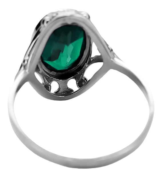 Vintage Emerald Craft Ring in Sterling Silver (vrc128s-em) — full view of the piece