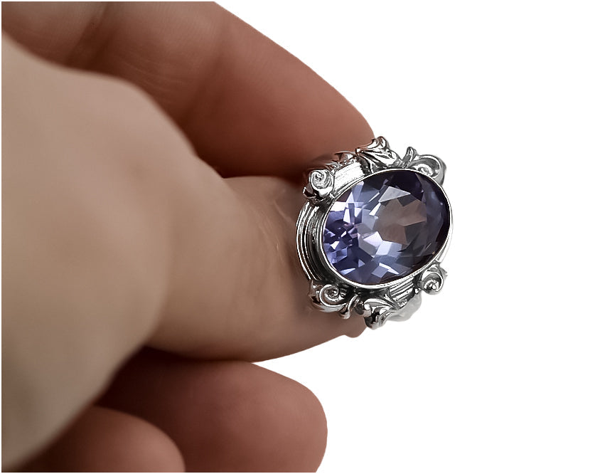 Vintage Alexandrite Ring in Sterling Silver (vrc100s-ax)
