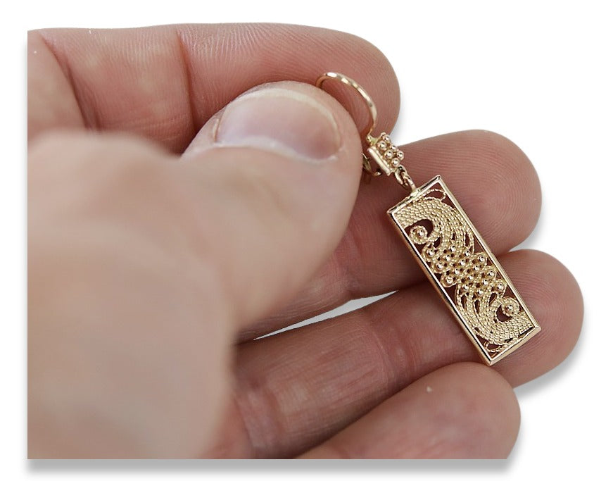 Vintage Hanging Earrings in 14K Rose Gold (ven171) — view 3