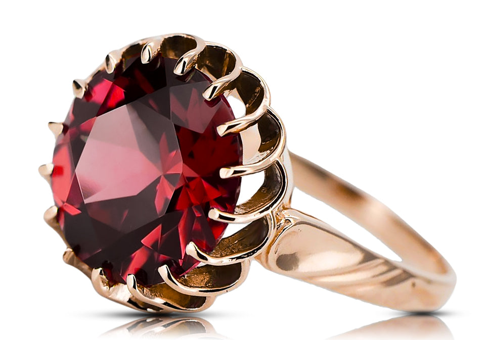 Vintage Ruby Ring in 14K Rose Gold (vrc035r-rb) — worn on the hand, showing profile