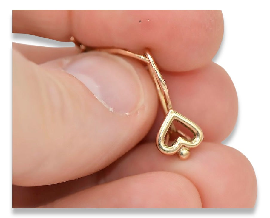 Vintage Heart Earrings in 14K Rose Gold (ven102) — view 3