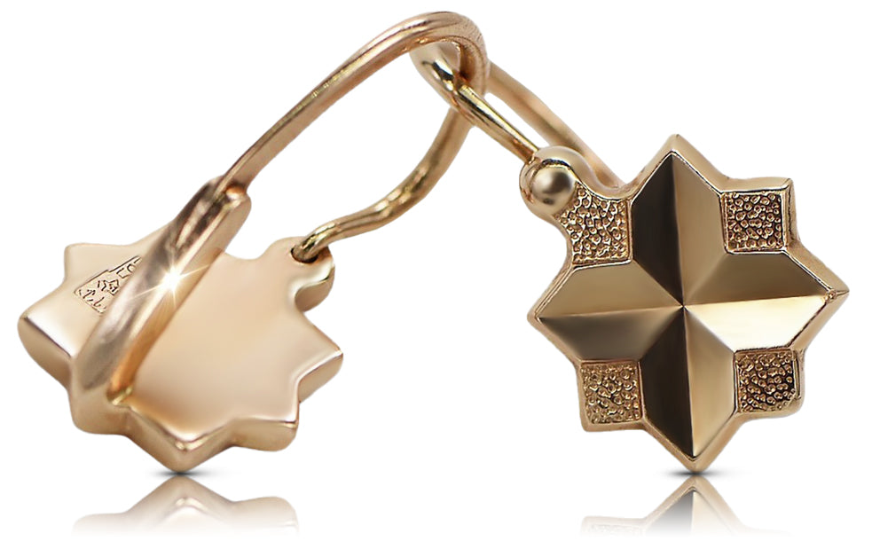 Vintage Leaf Earrings in 14K Rose Gold (ven058) — view 2