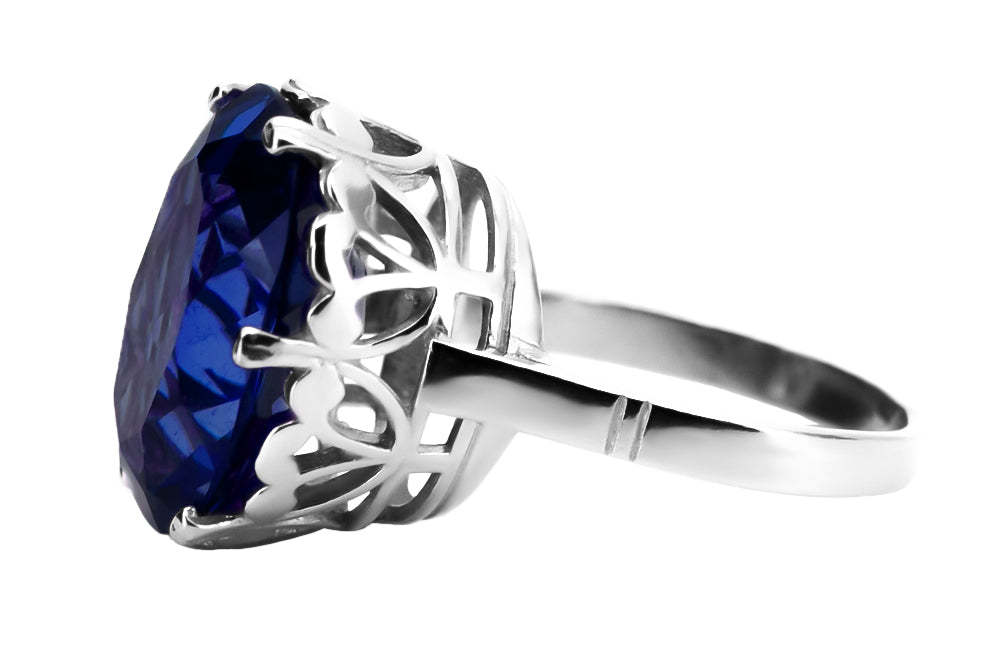 Vintage Sapphire Ring in Sterling Silver (vrc130s-sp) — side view showing the setting