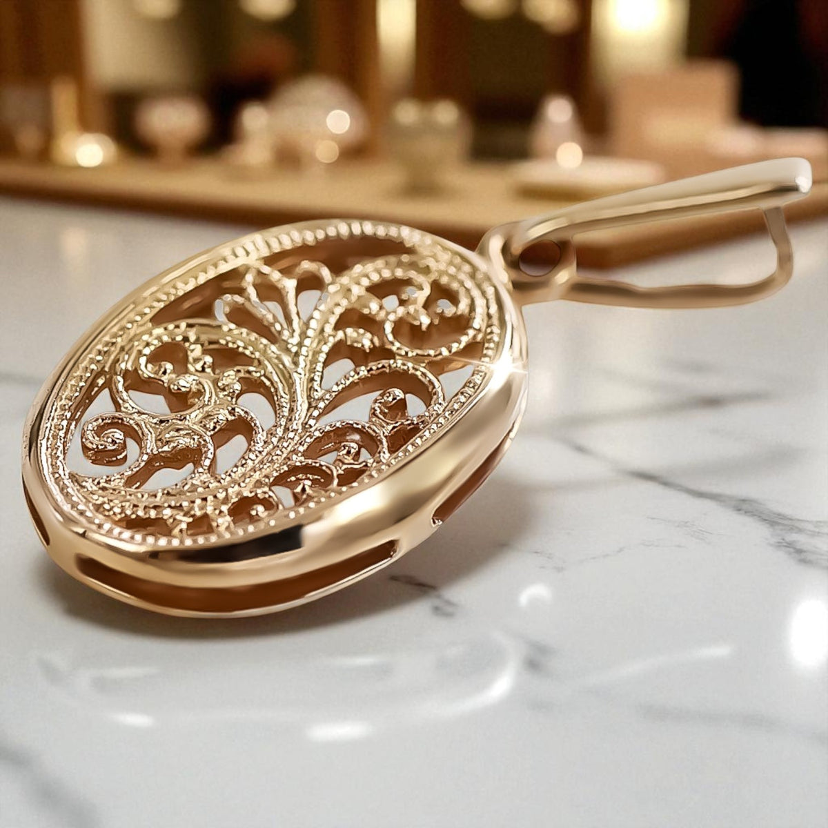 Vintage Oval Pendant in Rose Gold-Plated Sterling Silver (vpn088rp)