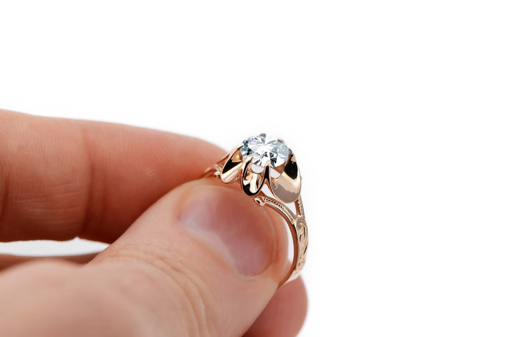 Vintage Zircon Ring in 14K Rose Gold (vrc377r-zi) — full view of the piece