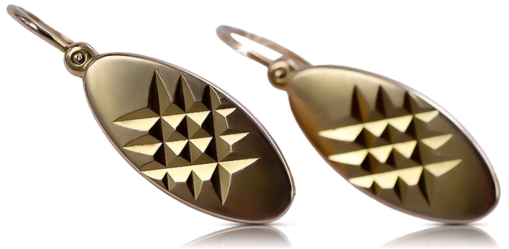 Vintage Leaf Earrings in 14K Rose Gold (ven117)