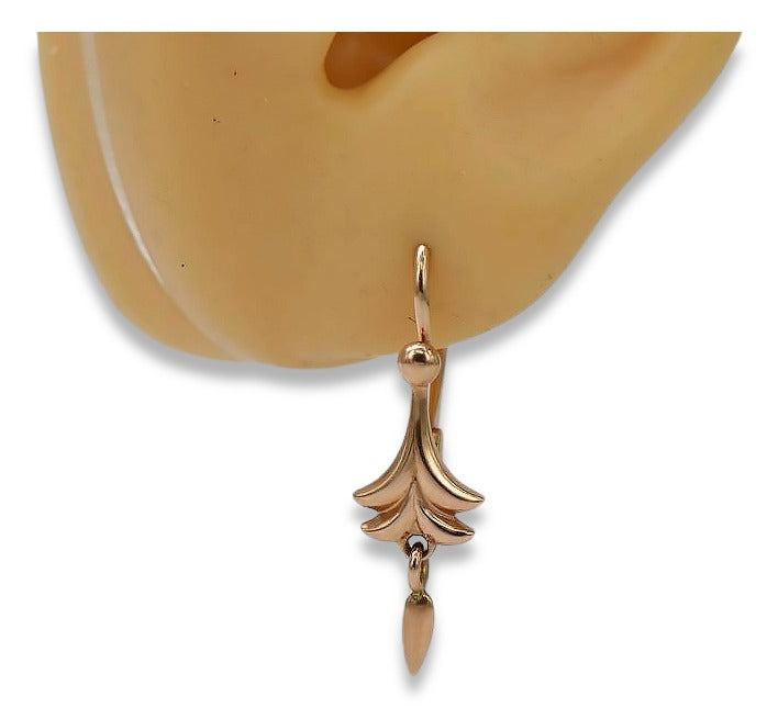 Vintage Leaf Earrings in 14K Rose Gold (ven209) — view 3