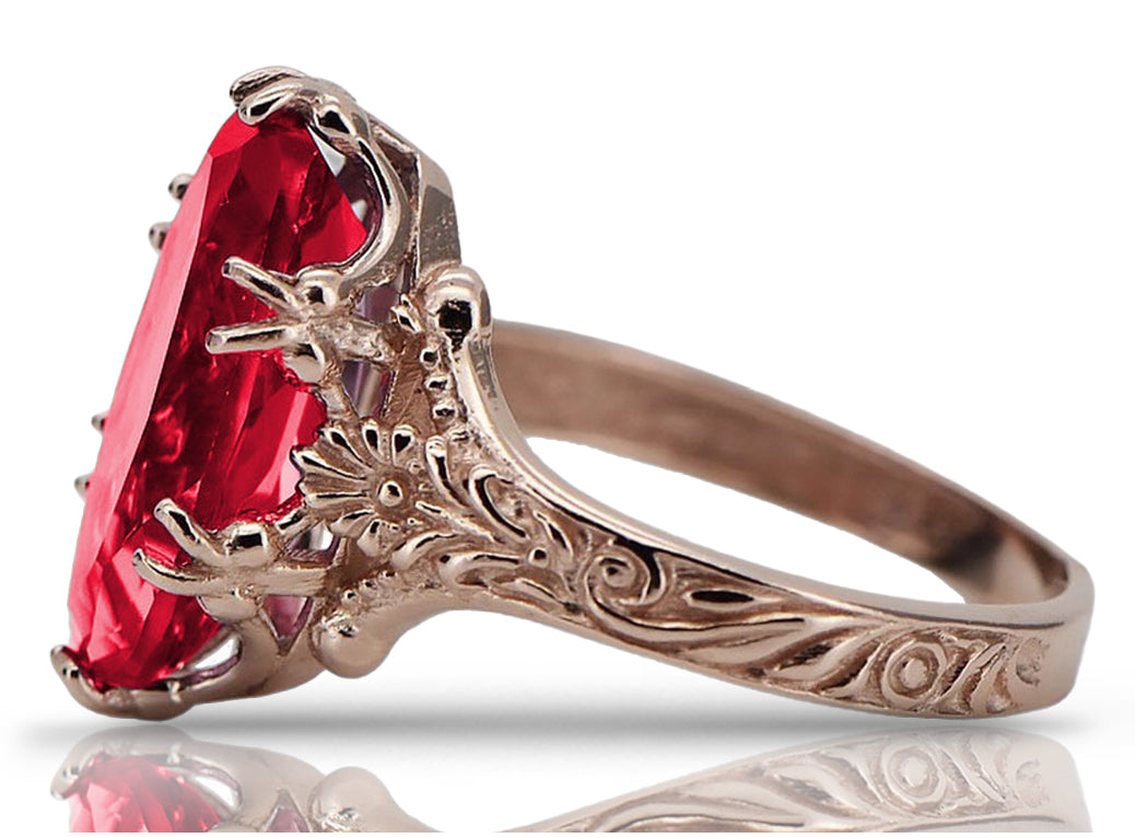 Vintage Ruby Ring in 14K Rose Gold (vrc084r-rb) — full view of the piece