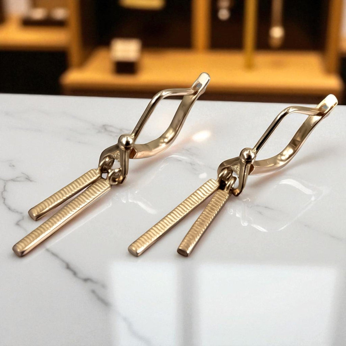 Vintage Hanging Earrings in 14K Rose Gold (ven234)