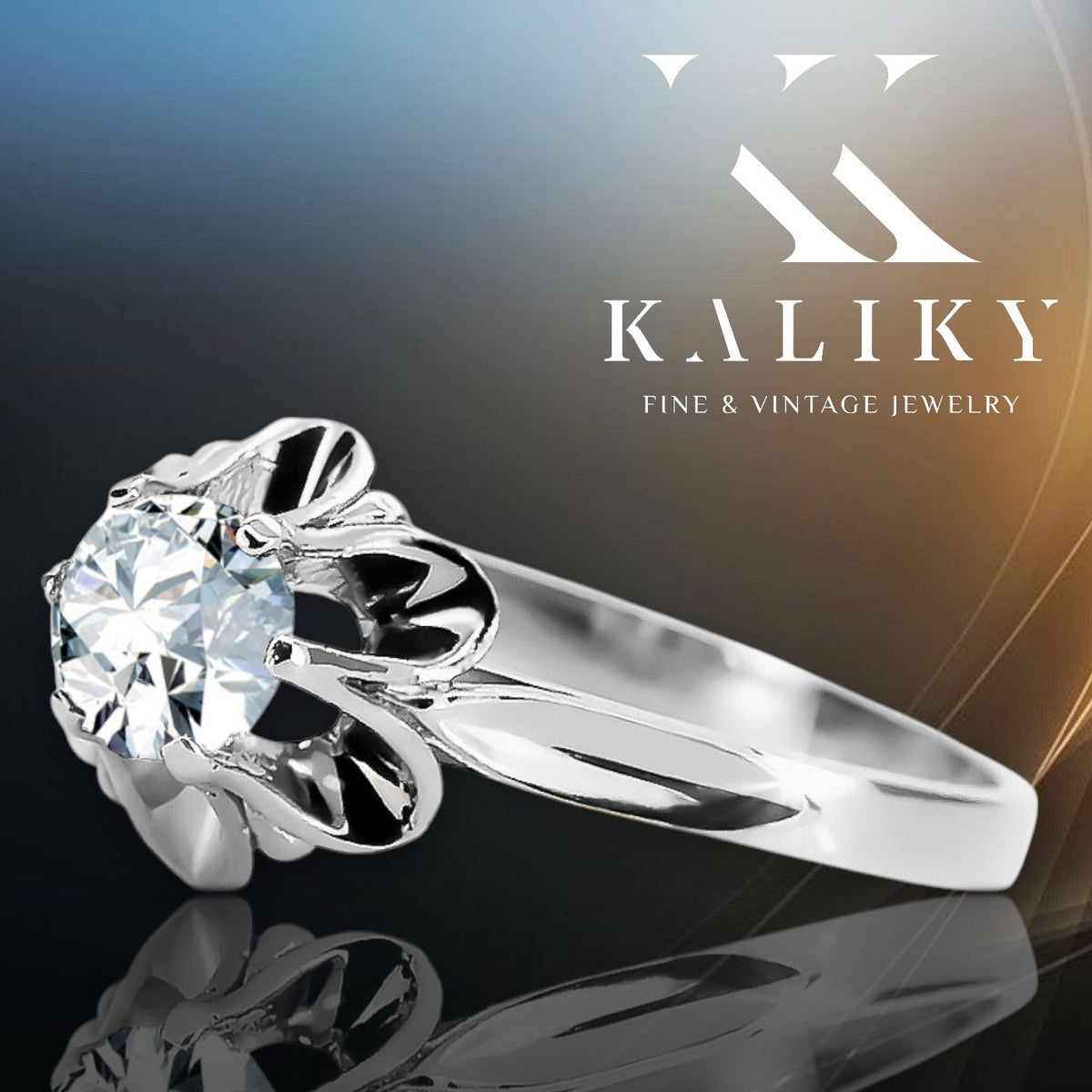 Vintage Zircon Ring in Sterling Silver (vrc004s-zi)