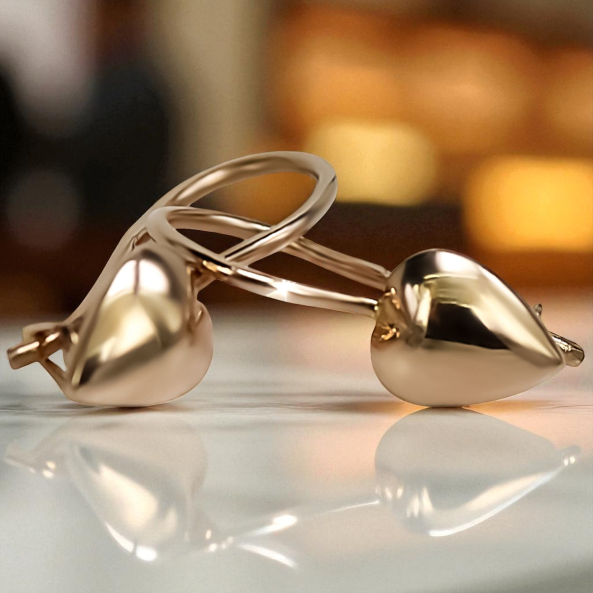 Vintage Heart Earrings in 14K Rose Gold (ven066)