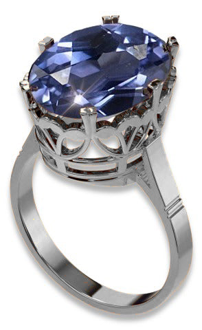 Vintage Alexandrite Ring in Sterling Silver (vrc130s-ax) — worn on the neckline, showing the drape