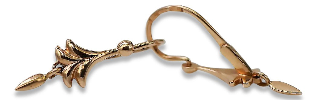Vintage Leaf Earrings in 14K Rose Gold (ven209) — view 7